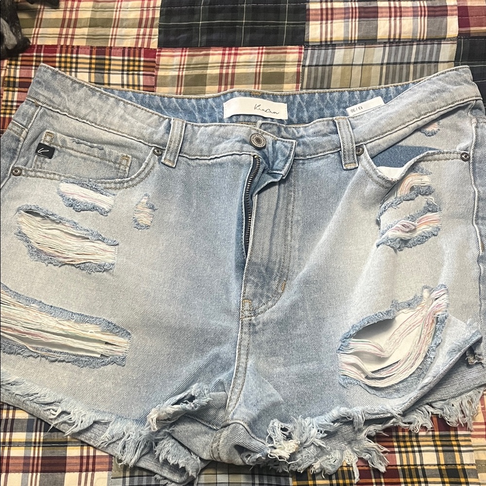 KanCan Distressed Light Blue Jean Shorts